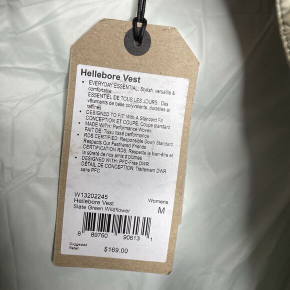 PRANA Puffer Vest Women Medium Green Wildflower NEW Hellebore Down Filled Zip-Up - Picture 14 of 16